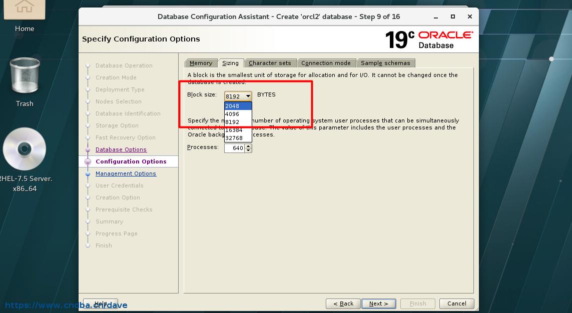 Oracle 19c DBCA 修改 DB_BLOCK_SIZE